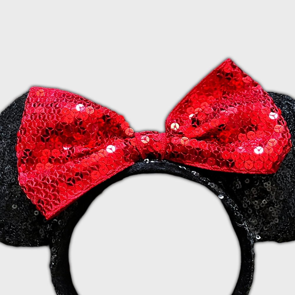 Sequin red bow Minnie Mouse ears